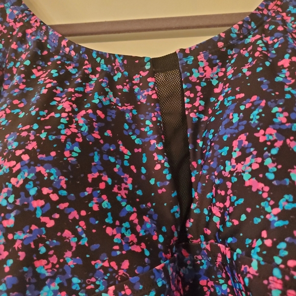 Swimsuits For All Longer Lenth Tankini Top Size 16 Black Confetti NWT Plus Size - Picture 2 of 7